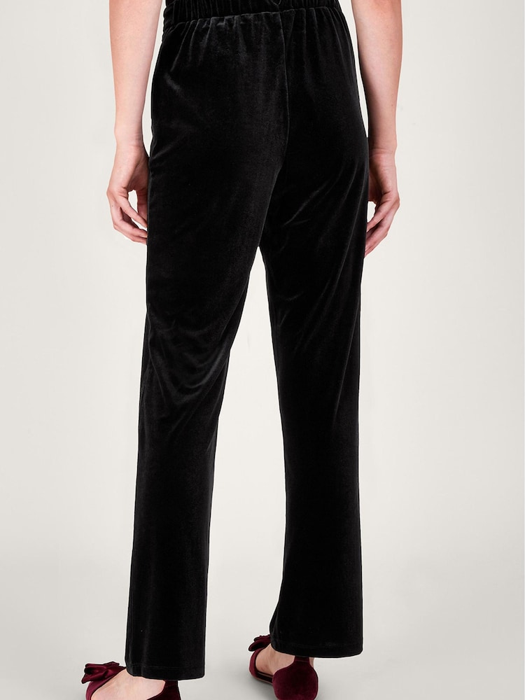 Monsoon Maria Velvet Straight Leg Black Trousers - Image 2 of 5