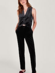 Monsoon Maria Velvet Straight Leg Black Trousers - Image 3 of 5