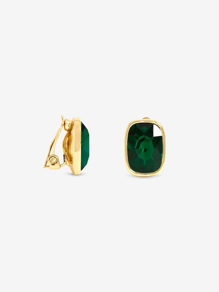 Jon Richard Gold Tone Emerald Clip Earrings - Image 1 of 1 Jon Richard Gold Tone Emerald Clip Earrings - Image 1 of 1