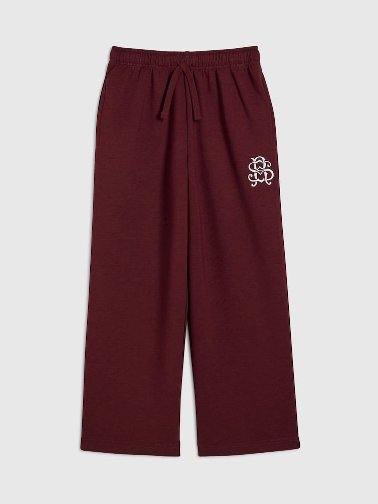 River Island Red Premium Wide Leg Joggers - Image 1 of 4
