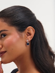 Jon Richard Metallic Rhodium Plated Cubic Zirconia Sapphire Clip Earrings - Image 2 of 3