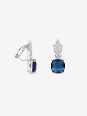 Jon Richard Metallic Rhodium Plated Cubic Zirconia Sapphire Clip Earrings - Image 3 of 3