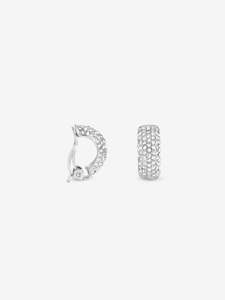 Jon Richard Gold Tone Rhodium Plated Crystal Hoop Clip Earrings - Image 3 of 3 Jon Richard Gold Tone Rhodium Plated Crystal Hoop Clip Earrings - Image 3 of 3