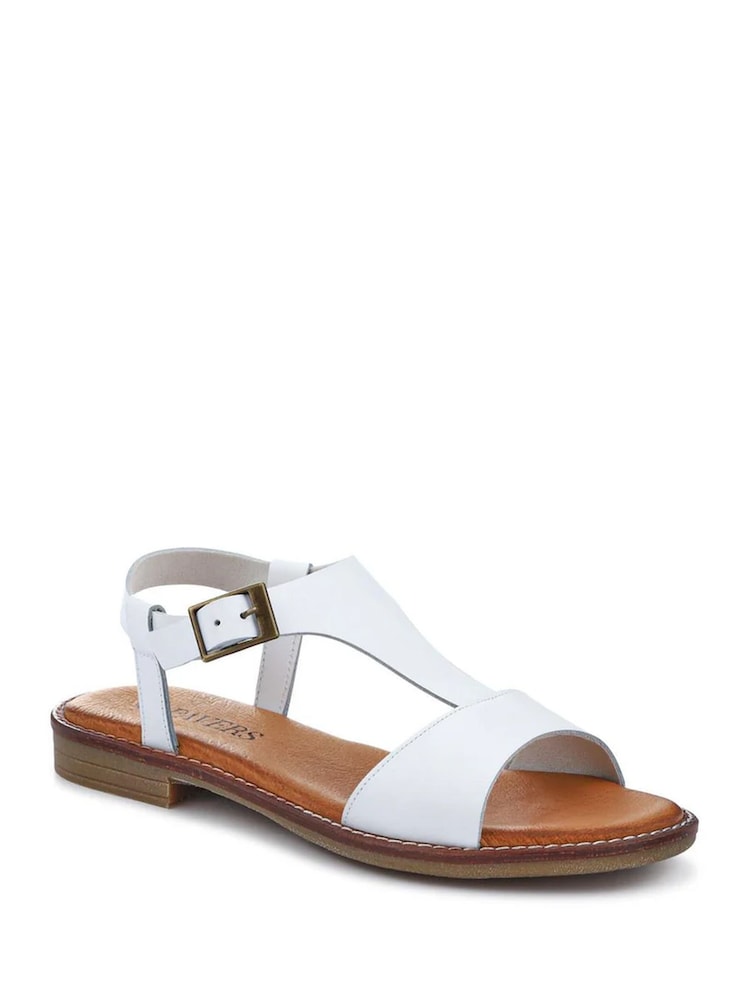 Pavers White All-Leather Buckled Sandals - Image 2 of 5