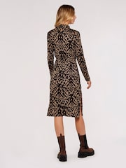 Apricot Brown & Black Cosy Tapestry Side Split Dress - Image 2 of 4