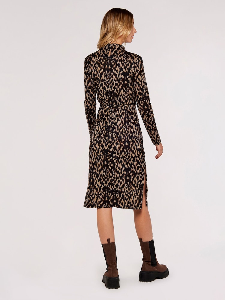Apricot Brown & Black Cosy Tapestry Side Split Dress - Image 2 of 4