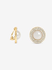 Jon Richard Gold Plated Pearl And Crystal Clip Earrings - Image 1 of 1