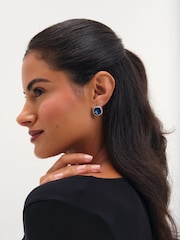 Jon Richard Metallic Rhodium Plated Sapphire Stud Earrings - Image 2 of 3