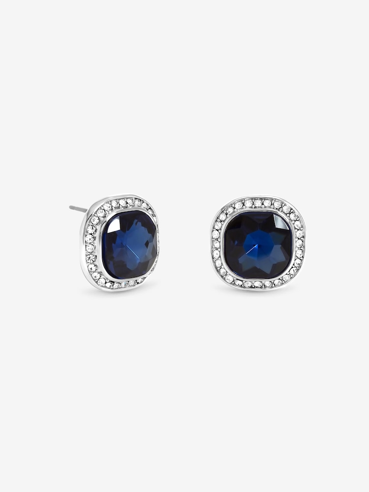 Jon Richard Metallic Rhodium Plated Sapphire Stud Earrings - Image 3 of 3