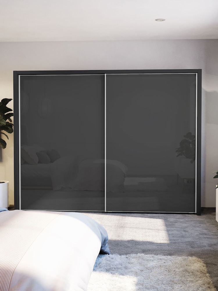 Wiemann Graphite Peyton Glass Sliding 2.6m Sliding Semi Fitted Wardrobe - Image 1 of 6