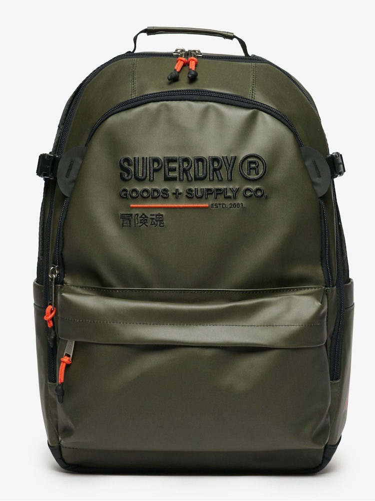 Superdry Olive Green 100% Cotton Tarp Utility Backpack - Image 2 of 6