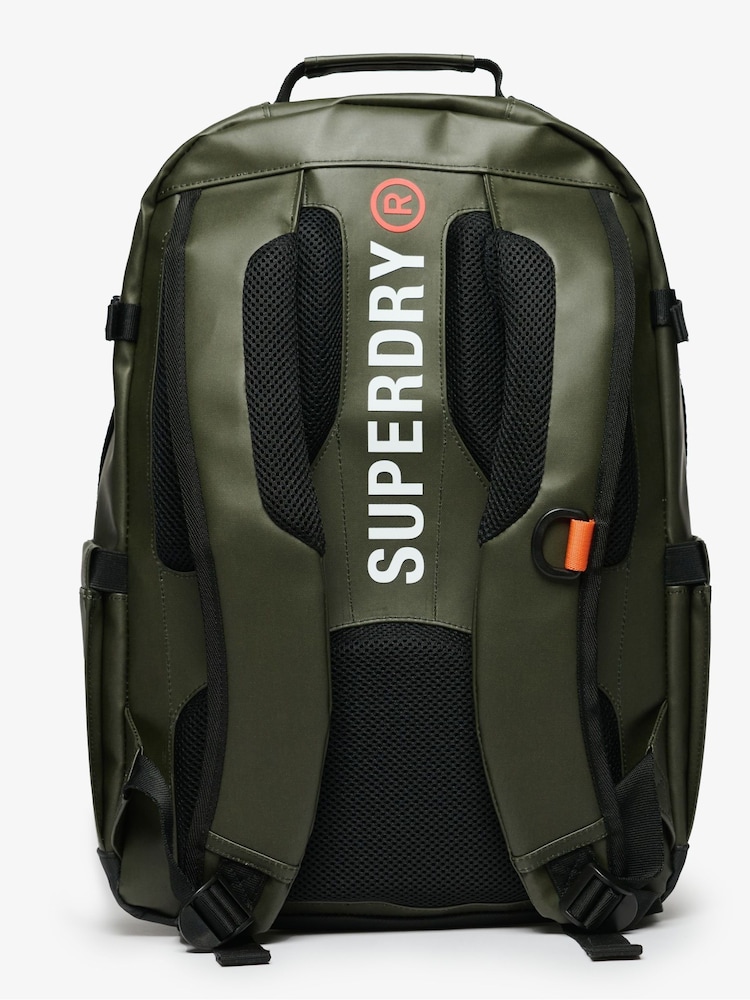 Superdry Olive Green 100% Cotton Tarp Utility Backpack - Image 3 of 6