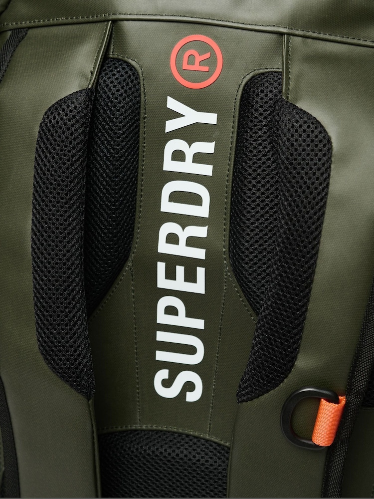 Superdry Olive Green 100% Cotton Tarp Utility Backpack - Image 6 of 6