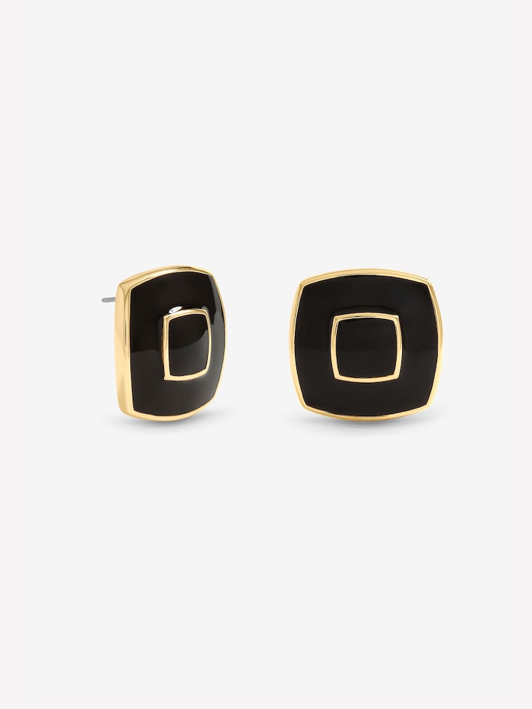 Jon Richard Gold Tone Enamel Square Earrings - Image 1 of 1