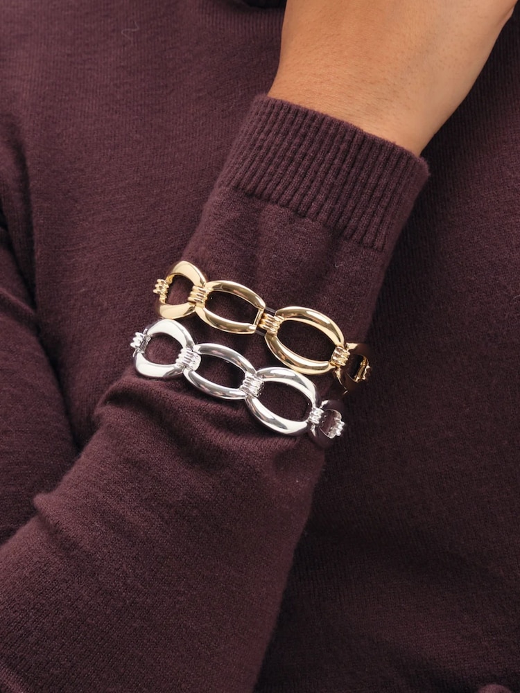 Jon Richard Gold Tone Chain Stretch Bracelet - Image 2 of 3 Jon Richard Gold Tone Chain Stretch Bracelet - Image 2 of 3
