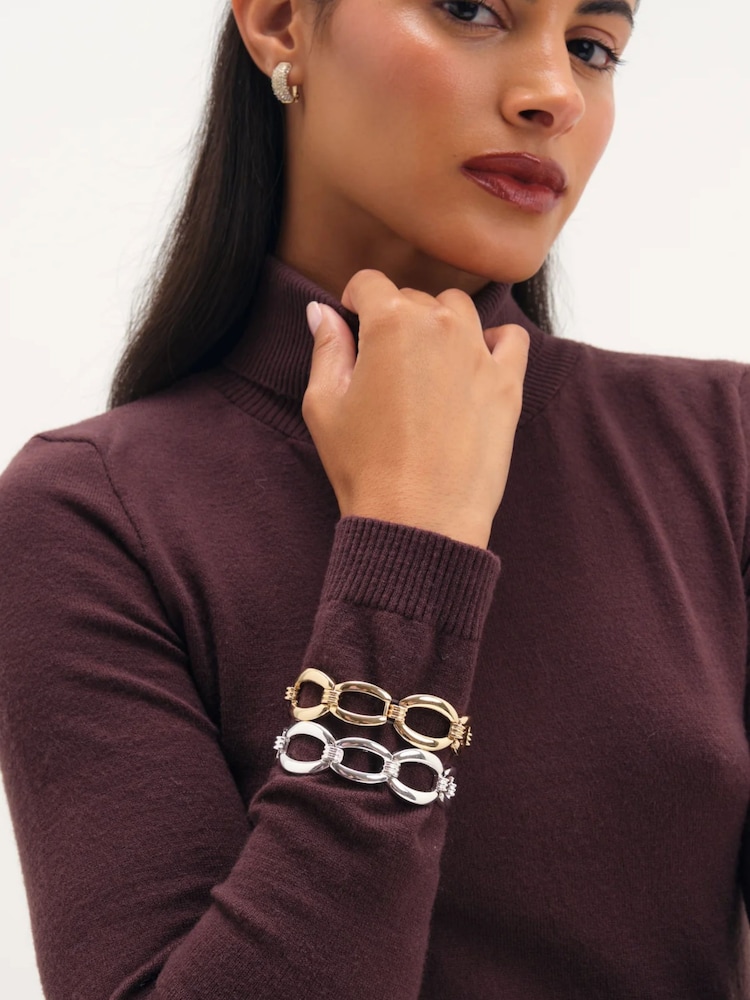 Jon Richard Gold Tone Chain Stretch Bracelet - Image 3 of 3 Jon Richard Gold Tone Chain Stretch Bracelet - Image 3 of 3