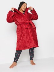 Yours Curve Red Honeycomb Hooded Robe - Image 3 of 4