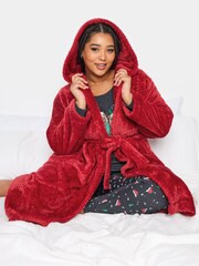 Yours Curve Red Honeycomb Hooded Robe - Image 4 of 4