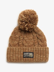 Superdry Island Toffee Twist Chunky Cable 100% Cotton Winter Beanie - Image 1 of 2
