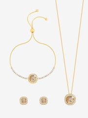 Jon Richard Gold Tone Crystal Champagne Trio Necklace Set - Gift Box - Image 2 of 2