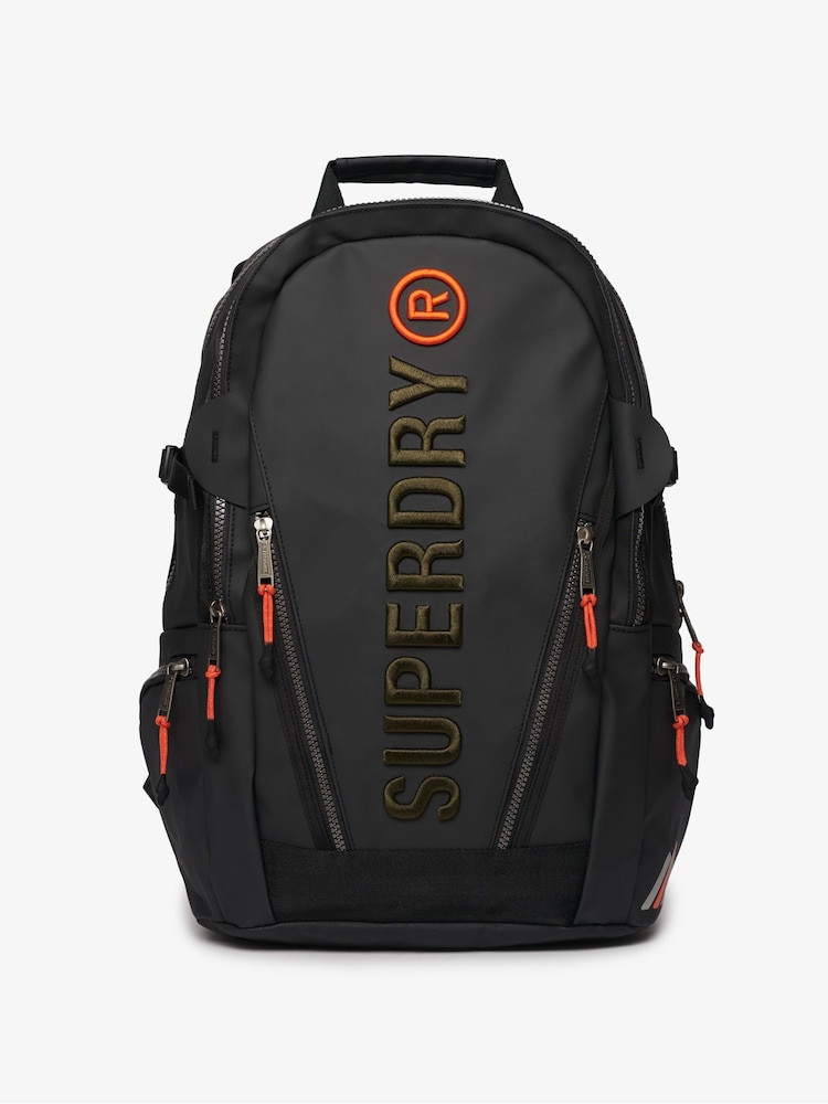 Superdry Black 100% Cotton Tarp Emb Rucksack - Image 1 of 6