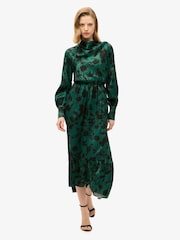 Superdry Sketch Floral Teal Maxi Cowl Neck Jacquard Dress - Image 1 of 4