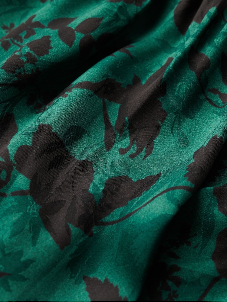 Superdry Sketch Floral Teal Maxi Cowl Neck Jacquard Dress - Image 4 of 4