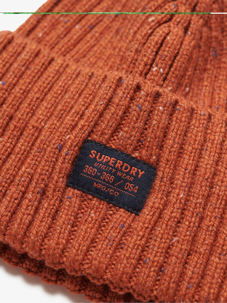 Superdry Orange 100% Cotton Workwear Nep Knitted Beanie - Image 2 of 2