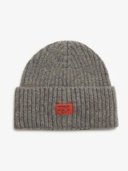 Superdry Rock Grey Nep 100% Cotton Workwear Nep Knitted Beanie - Image 1 of 2