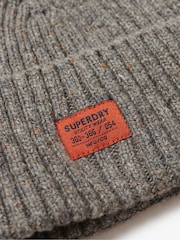 Superdry Rock Grey Nep 100% Cotton Workwear Nep Knitted Beanie - Image 2 of 2