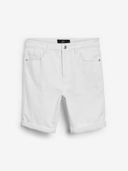 White Straight Fit Denim Shorts - Image 3 of 4