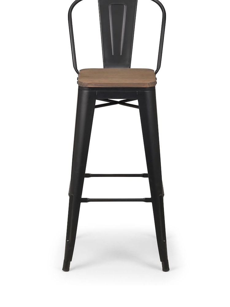 Julian Bowen Brown Set of 2 Grafton Metal Bar Stools - Image 2 of 5