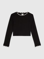 River Island Black Scallop Top - Image 1 of 4