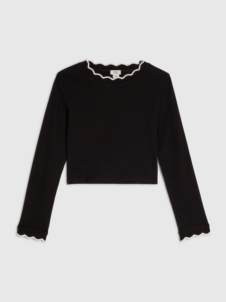 River Island Black Scallop Top - Image 1 of 4