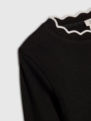 River Island Black Scallop Top - Image 3 of 4