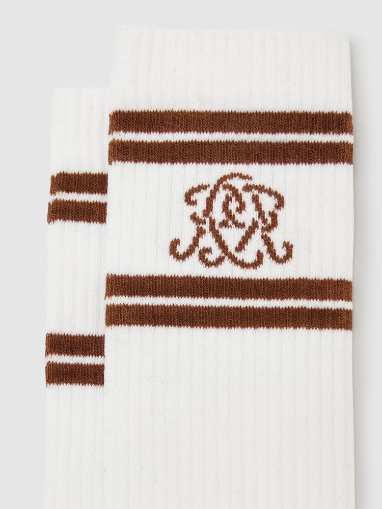 Maurice Machine Buy Reiss White/Camel Brown Maurice Monogram Cotton-Blend Rib Sport ...