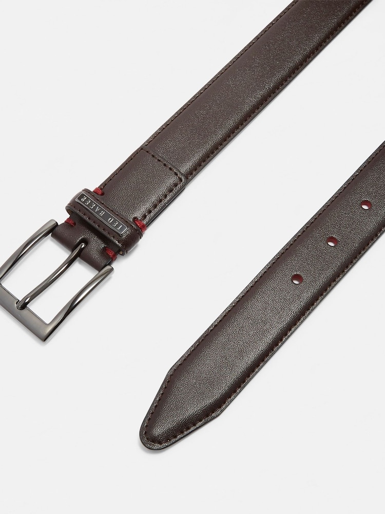 Ted Baker Brown Lizwiz Leather Keeper Plate Belt - Image 2 of 2 Ted Baker Brown Lizwiz Leather Keeper Plate Belt - Image 2 of 2