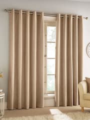 Enhanced Living Sand Savoy Eyelet Ready Made Blackout Eyelet Curtains - Image 1 of 3