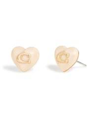 COACH Gold Tone Signature Heart Stud Earrings - Image 1 of 2
