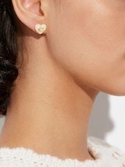 COACH Gold Tone Signature Heart Stud Earrings - Image 2 of 2