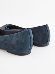 Navy Forever Comfort® Leather Square Toe Bow Ballerinas - Image 3 of 6