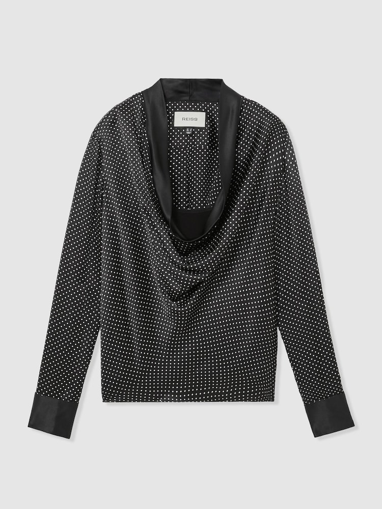 Reiss Diana Silk Polka-Dot Cowl-Neck Blouse - სურათი 2 7-დან
