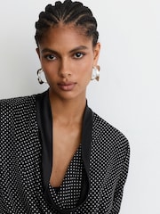 Reiss Diana Silk Polka-Dot Cowl-Neck Blouse - სურათი 4 7-დან