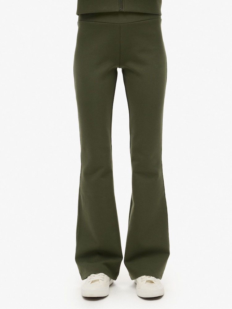 Superdry Army Khaki Sport Tech LR Flare Trousers - Image 1 of 4