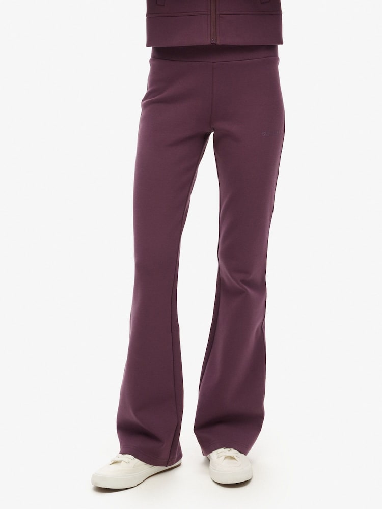 Superdry Smoky Aubergine Purple Sport Tech LR Flare Trousers - Image 1 of 4