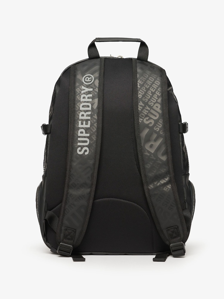 Superdry Black AOP 100% Cotton Tarp Rucksack - Image 2 of 7