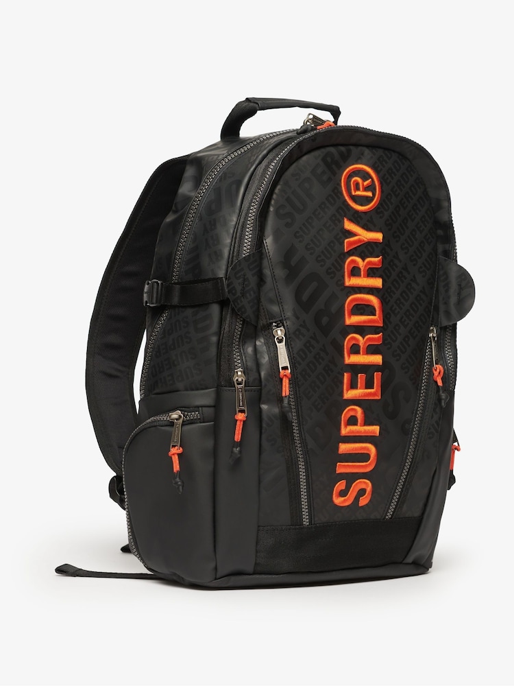 Superdry Black AOP 100% Cotton Tarp Rucksack - Image 4 of 7