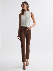 Reiss Cognac Luxe Cindy Paige Mid Rise Cropped Jeans - Image 3 of 5