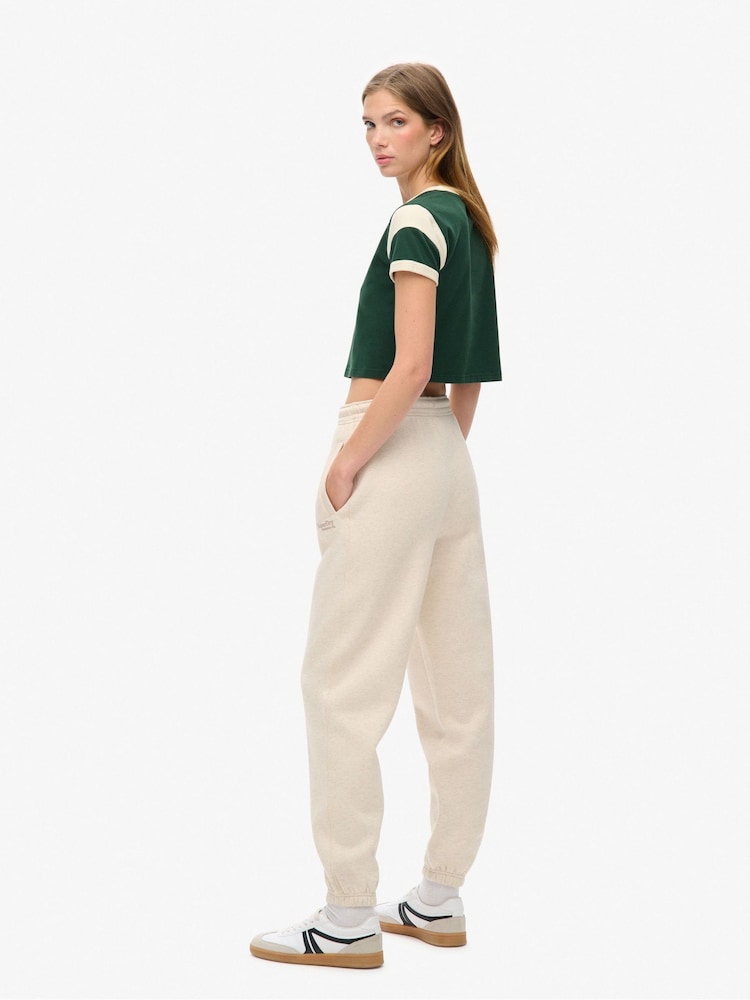 Superdry Light Oat Marl Essential Logo Cuff Joggers - Image 2 of 6