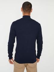 Threadbare Navy Funnel Quarter Zip Knitted Jumper - Image 2 of 4
